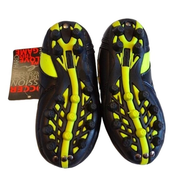 Eletto Kids Outdoor Soccer Shoes Cleats Mondo RB Jr. Black/Fluo Yellow Y9 - Picture 8 of 11